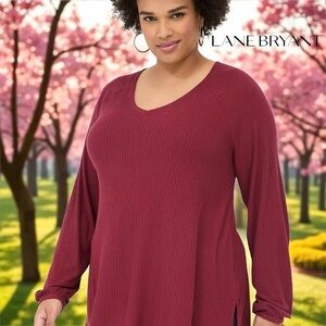 Lane Bryant, Plus Size Relaxed Tunic Top, 3X, Red